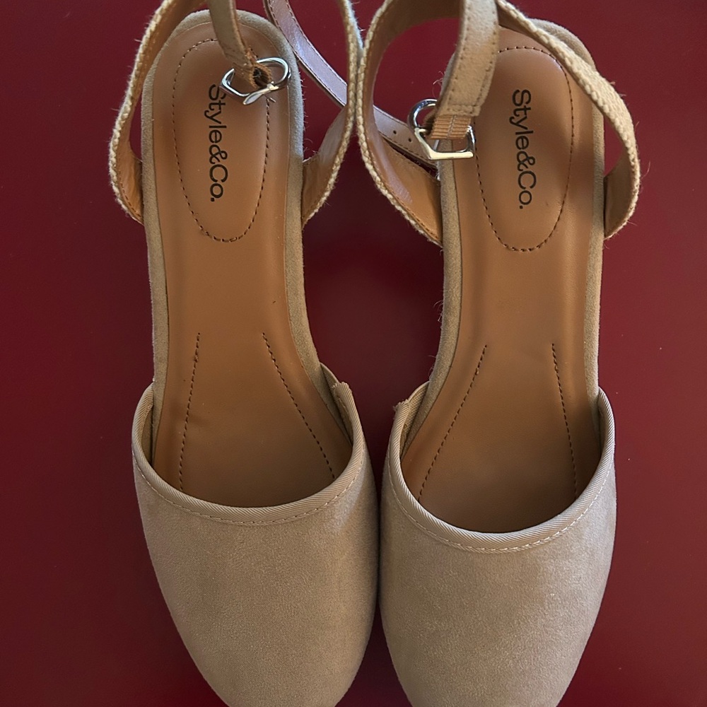 Style & Co. Women's Beige Ankle Strap Heels